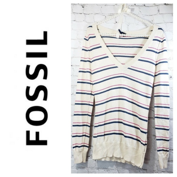 Fossil Sweaters - Fossil Sweater Striped Multicolor Cotton Medium